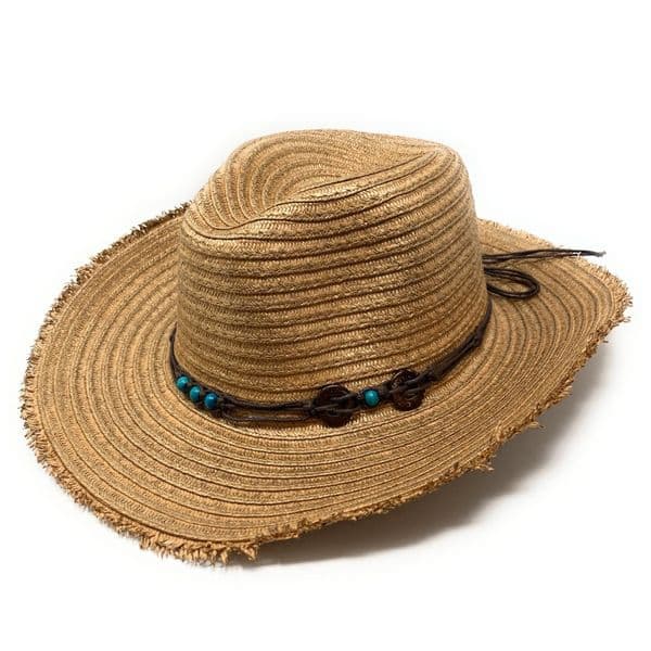 Summer Cowboy Hat with Blue Bead Band