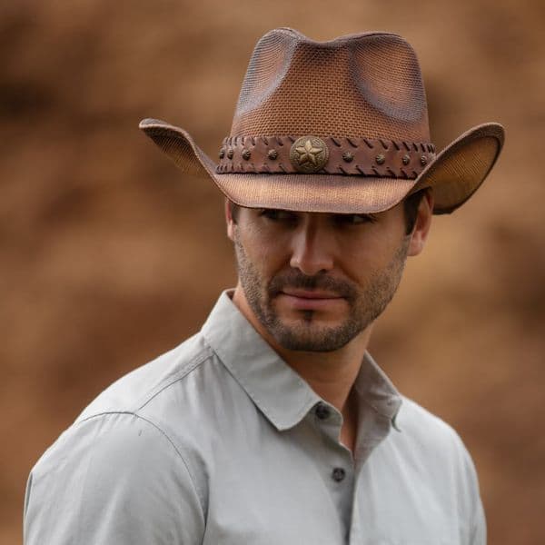Summer Distressed Cowboy Hat - Starcrest - Brown