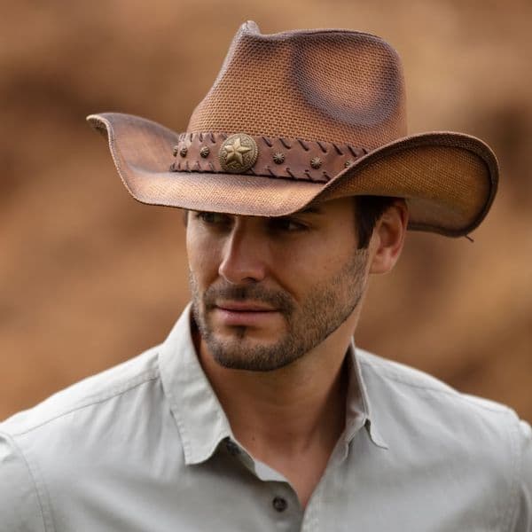 Summer Distressed Cowboy Hat - Starcrest - Brown