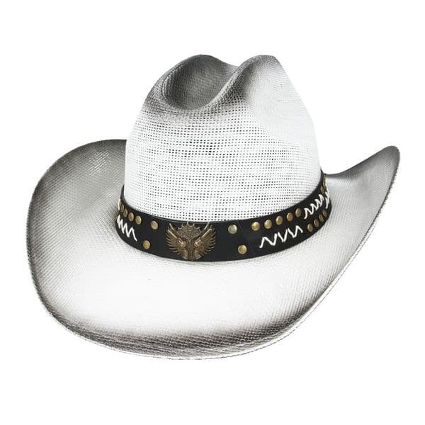 Summer Distressed White Cowboy Hat - Twin Pistols