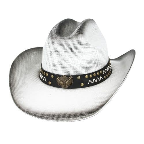 Summer Distressed White Cowboy Hat - Twin Pistols