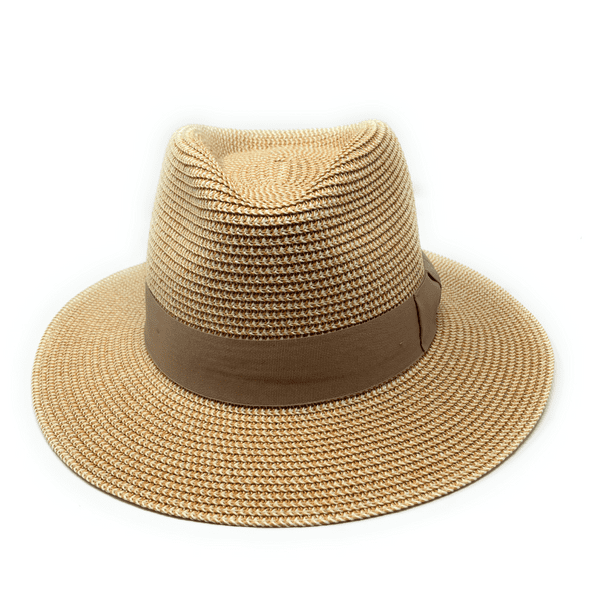 Summer Fedora Hat with Light Brown Band - Packable