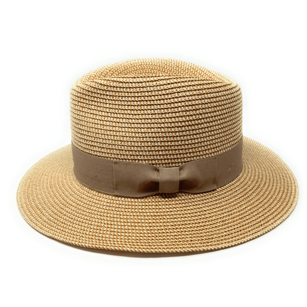 Summer Fedora Hat with Light Brown Band - Packable