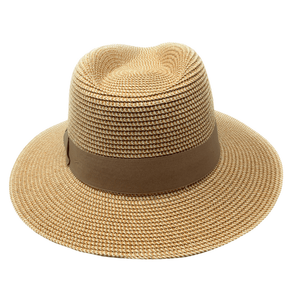 Summer Fedora Hat with Light Brown Band - Packable