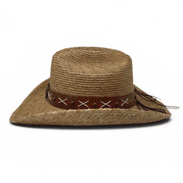 Summer Straw Cowboy Hat - Beige Cattleman Longhorn