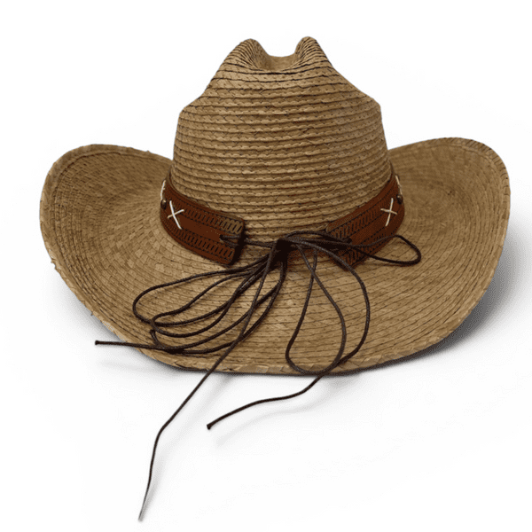 Summer Straw Cowboy Hat - Beige Cattleman Longhorn