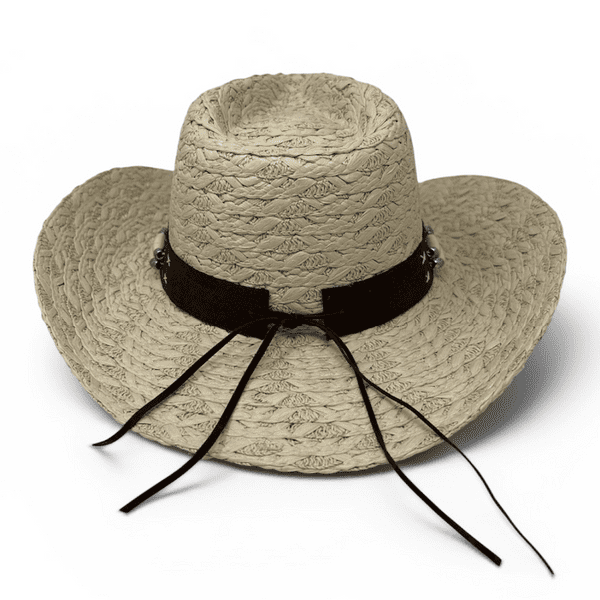Summer Straw Cowboy Hat - Cream Ivory Longhorn