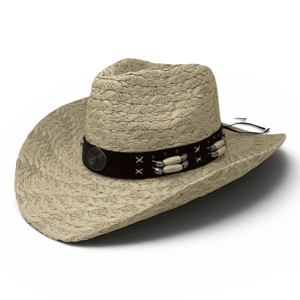 Summer Straw Cowboy Hat - Cream Ivory Longhorn