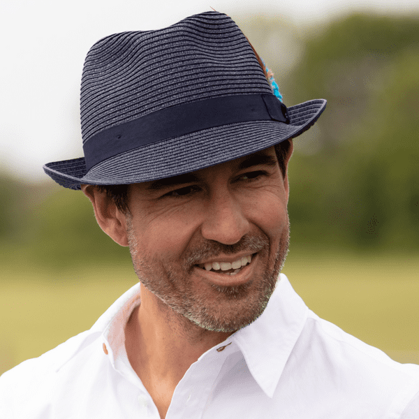 Summer Straw Packable Trilby Hat with Removable Feather