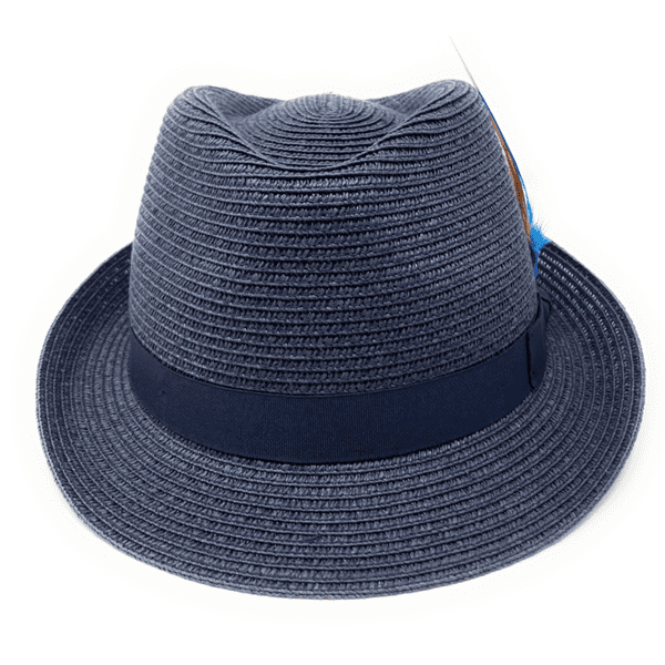 Summer Straw Packable Trilby Hat with Removable Feather
