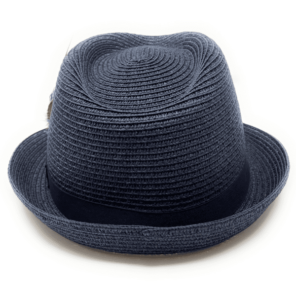 Summer Straw Packable Trilby Hat with Removable Feather