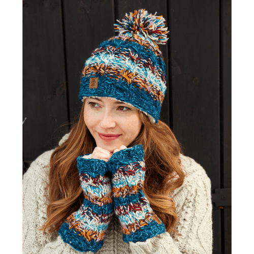 Teal Green Blue Handwarmers Fingerless Gloves - Utrecht