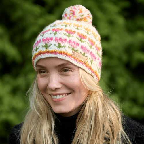Tulip Bobble Beanie Wool - Forehead Lined