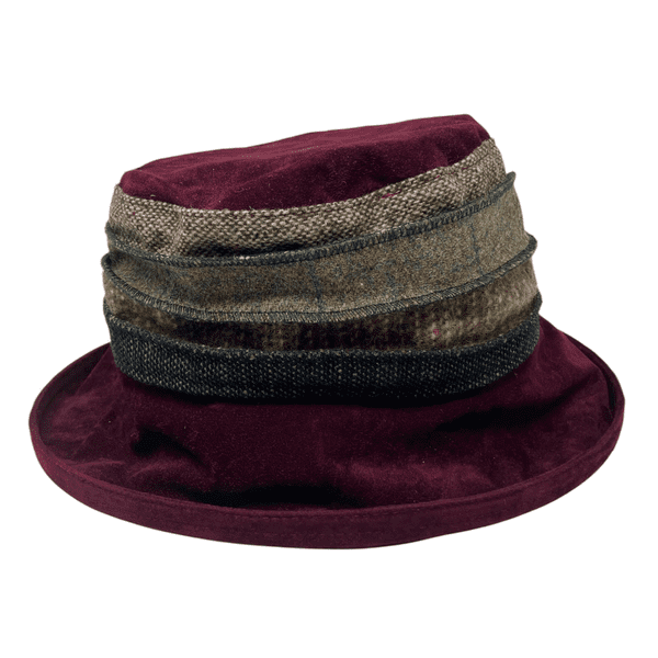 Tweed Bucket Hat -  Burgundy or Green - Jade