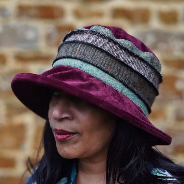 Tweed Bucket Hat -  Burgundy or Green - Jade