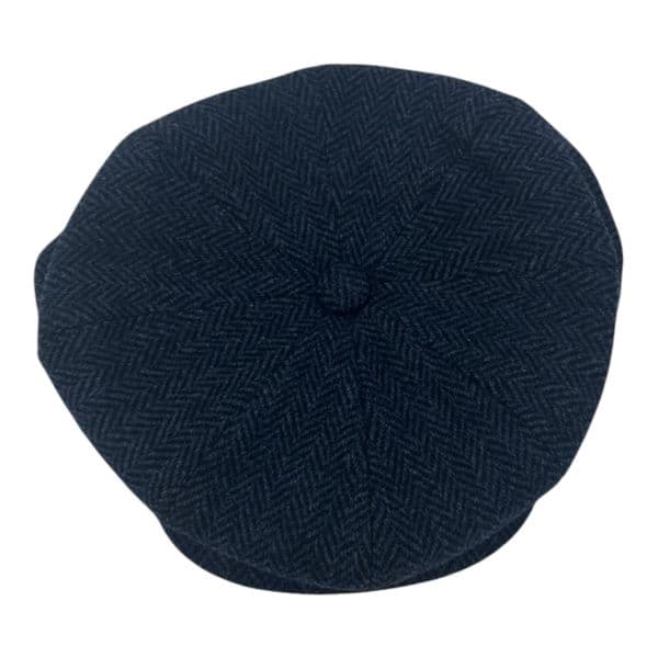 Tweed Wool 8 piece Bakerboy Newsboy Cap - Blue Herringbone