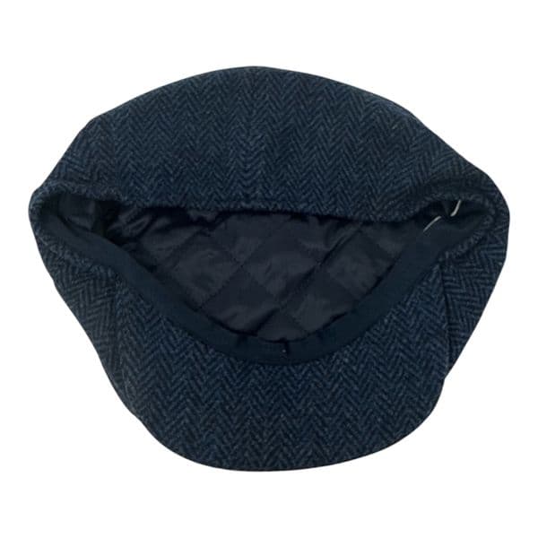 Tweed Wool 8 piece Bakerboy Newsboy Cap - Blue Herringbone