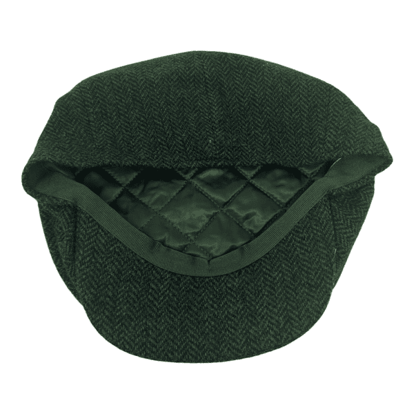 Tweed Wool 8 piece Bakerboy Newsboy Cap - Green Herringbone