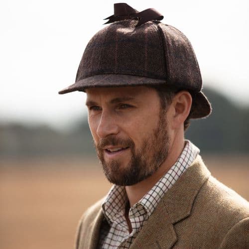 Tweed Wool Deerstalker Sherlock Hat (Brown or Green)
