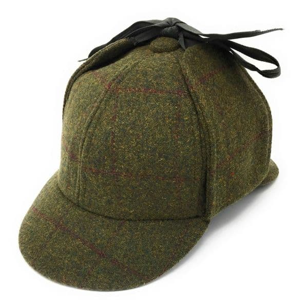 Tweed Wool Deerstalker Sherlock Hat (Green or Brown)
