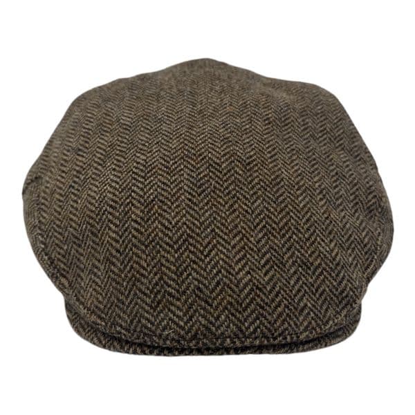 Tweed Wool Flat Cap - Brown Herringbone
