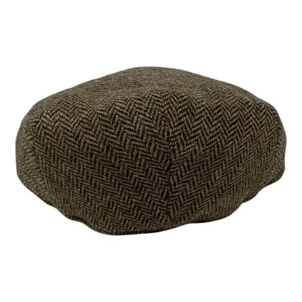 Tweed Wool Flat Cap - Brown Herringbone