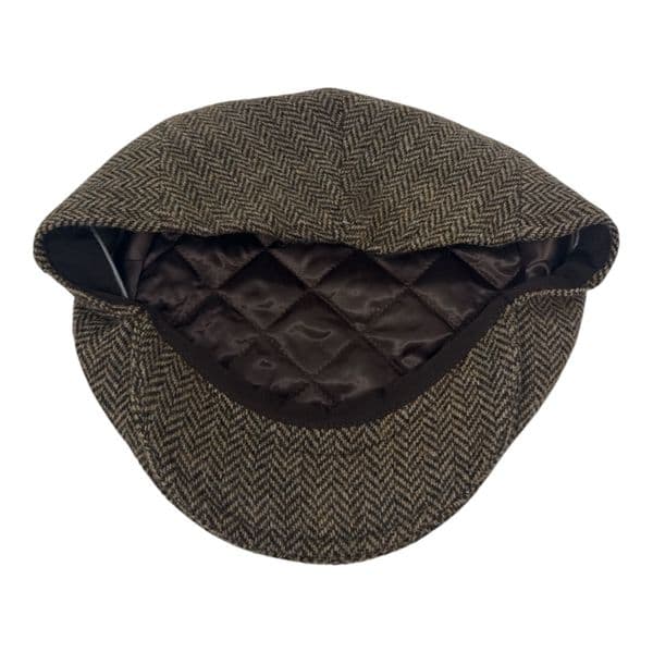 Tweed Wool Flat Cap - Brown Herringbone