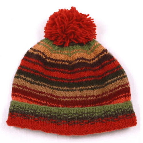Vermont Wool Stripe Rollback Bobble - Forehead Lined