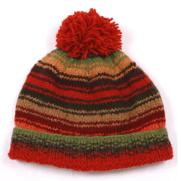 Vermont Wool Stripe Rollback Bobble - Forehead Lined