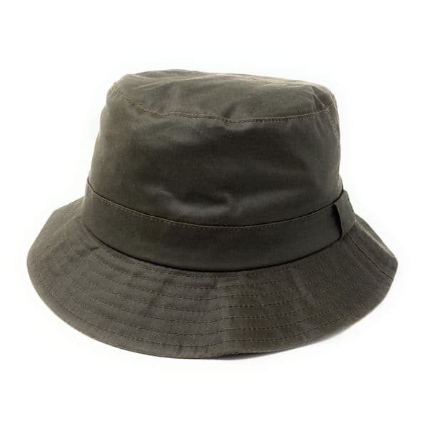 Waxed Cotton Fisherman Bucket Hat - Olive