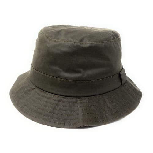 Waxed Cotton Fisherman Bucket Hat - Olive
