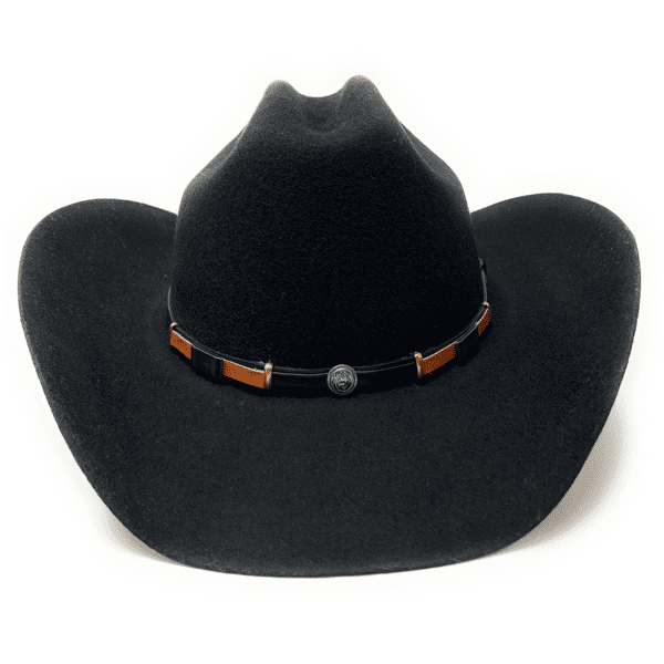 Western Cowboy Hat with black and brown leather band - Black