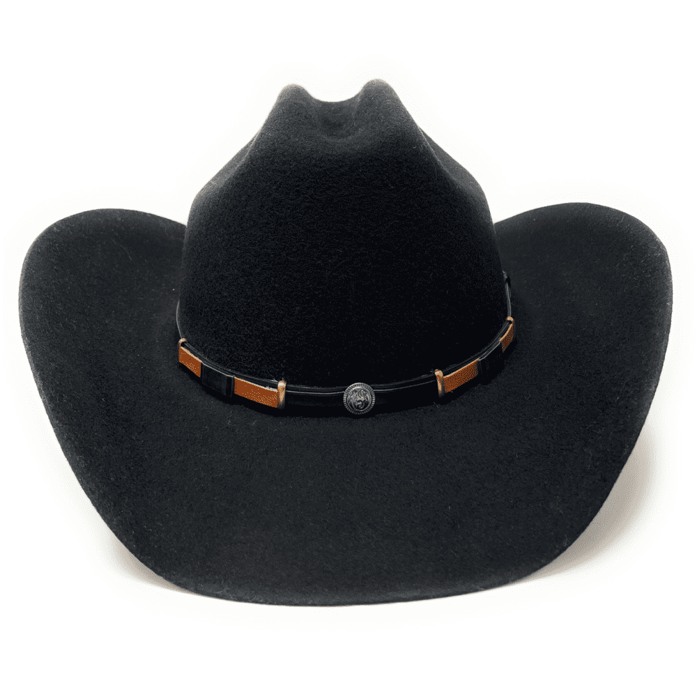 Black polo hat leather top strap