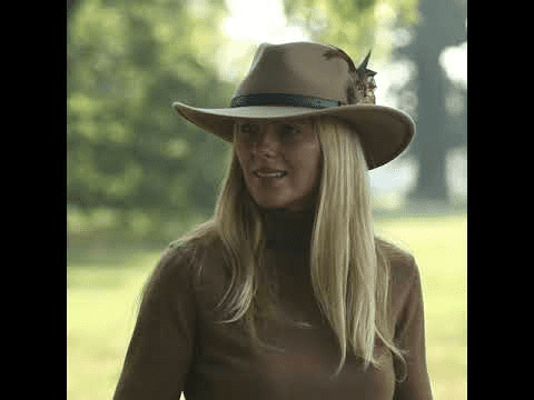 Wide Brimmed Cowboy Safari Fedora Hat with Removable Country Feather Brooch - Farmington