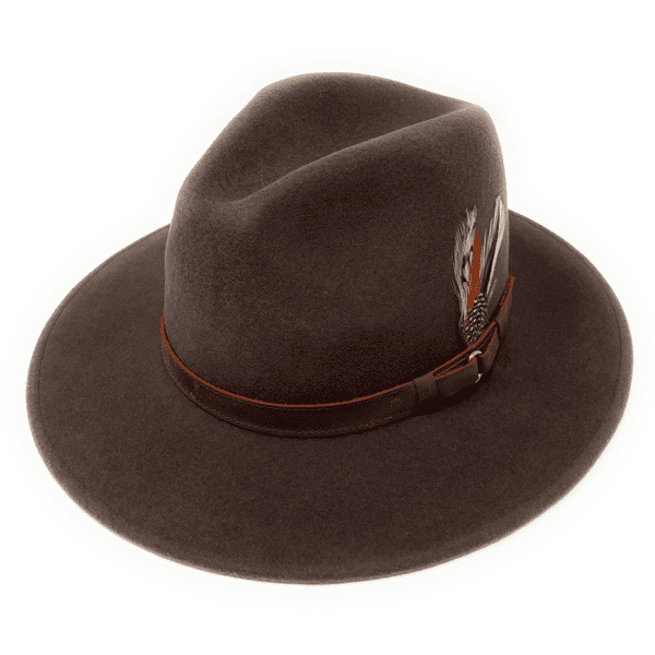 Wool Fedora Hat - Showerproof - Brown - Ablington