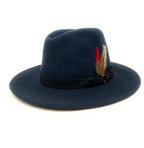 Wool Fedora Hat - Showerproof - Navy Blue - Ablington