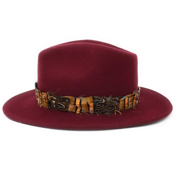 Wool Fedora Hat with Country Feather Wrap Trim - Mickleton