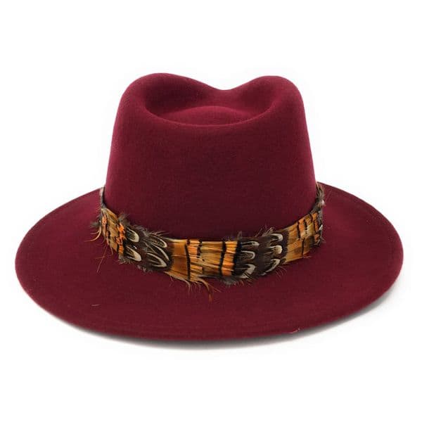 Wool Fedora Hat with Country Feather Wrap Trim - Mickleton