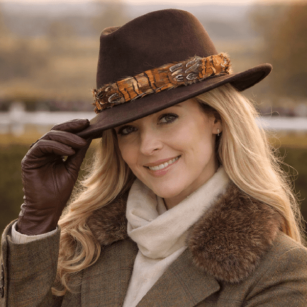 Wool Fedora Hat with Country Feather Wrap Trim - Mickleton