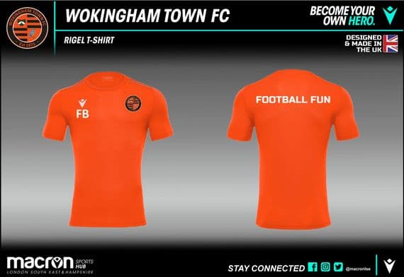 Football Fun Wokingham Town Orange Rigel Hero Shirt