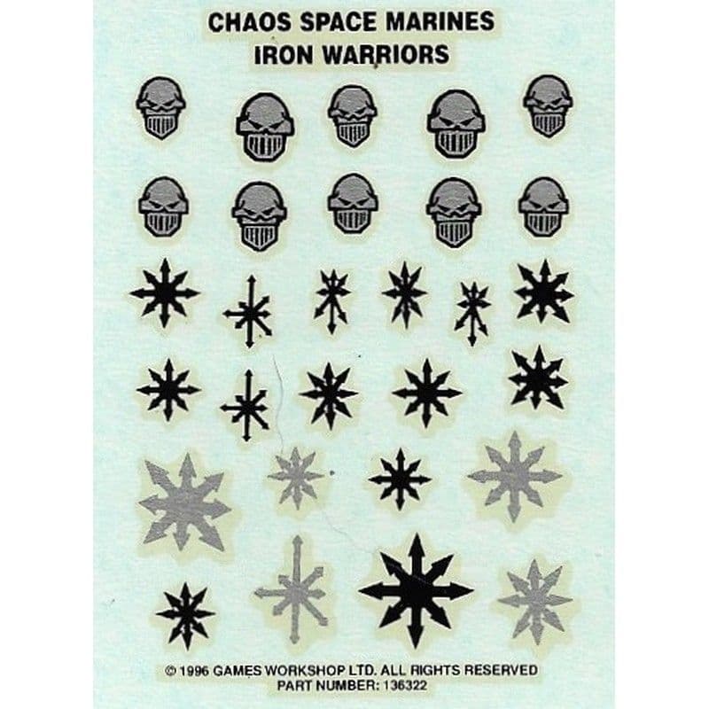 Chaos Space Marines Iron Warriors Transfer Sheet 1996