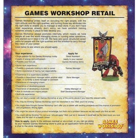Games Workshop Retail Recruitment Flyer 2007