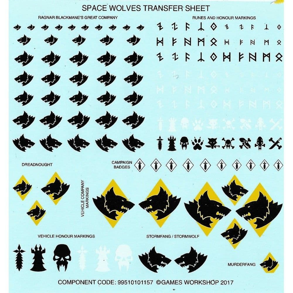 Space Wolf Wolves Transfer Sheet 2017