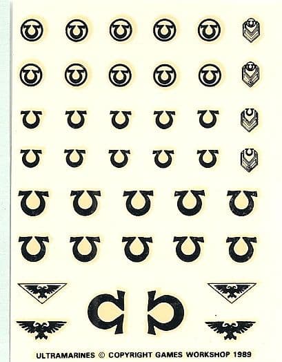 Ultramarines Black Transfer Sheet decals (1989)