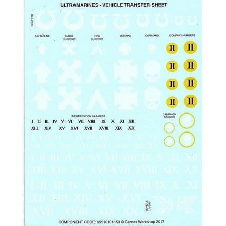 Ultramarines Vehicle Transfer Sheet Decals (2017)