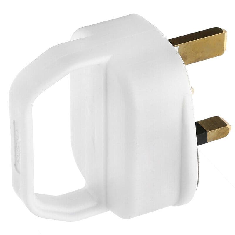 13 Amp UK Mains Standard Plug With 3 Amp Fuse 3 Pin In White With Grip