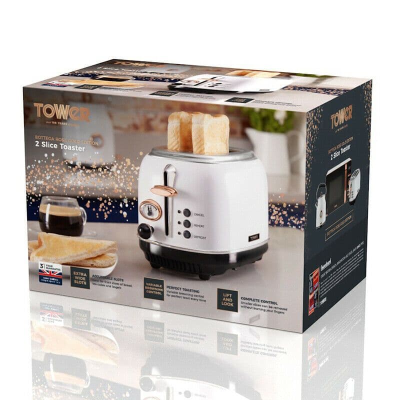 Slice White Toaster Stainless Steel In White Rose Gold 810w