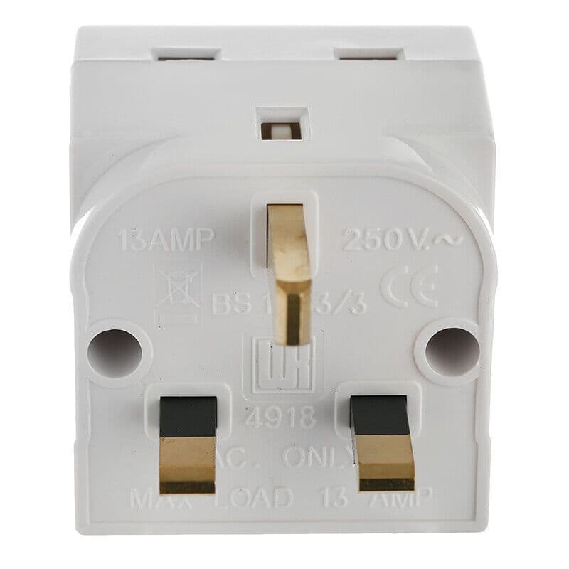 2 Way Socket Adaptor Mains UK Standard Plug 13 Amp Fused 3 Pin In White