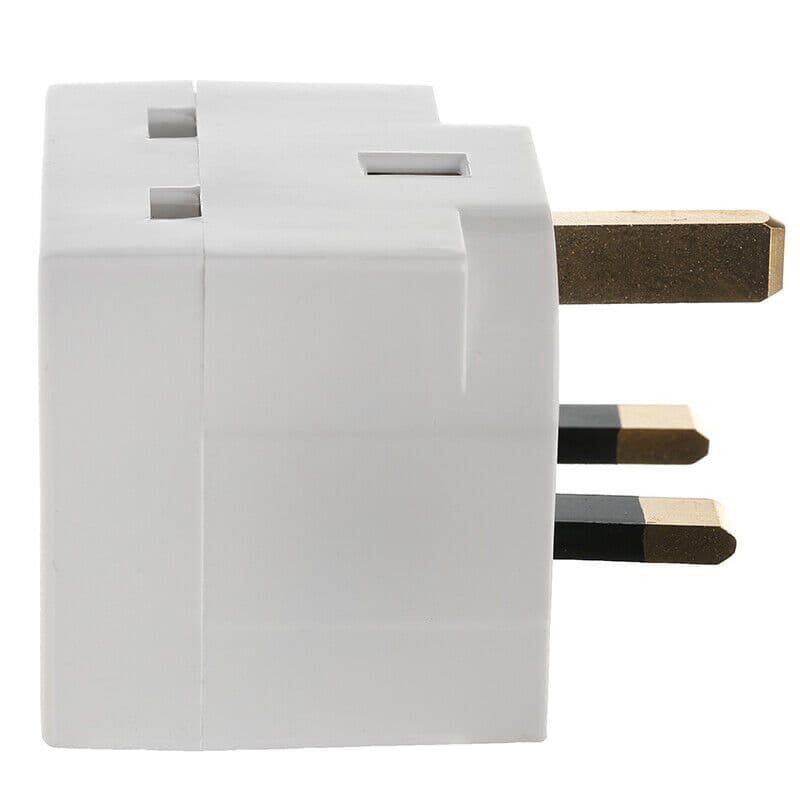 2 Way Socket Adaptor Mains UK Standard Plug 13 Amp Fused 3 Pin In White x 2