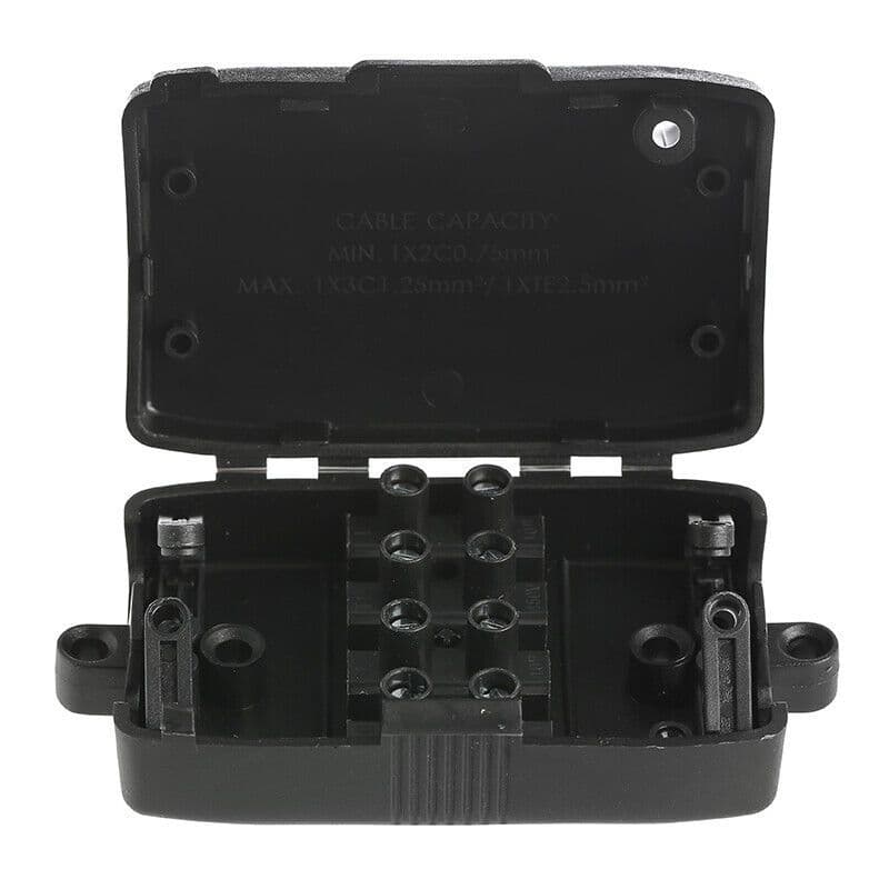 10 Module Junction Box 4 Way 10Amp Junction Box Connection Box Black Mains